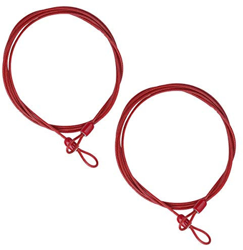 iiniim 2 Stück 2m Kabelschloss Schlaufenkabel Sicherheitskabel Stahl Seil Schlaufenseil Fahrradschloss Stahlkabel Gepäckschloss Zubehör Rot 2 Stück