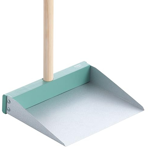 Maya - Recogedor Metálico de Basura Kinnell en Aluminio con Palo de Madera de Pino FSC para Limpieza del Hogar | 90 x 24,5 x 5 cm | Resistente y Sostenible, Estilo Nórdico (Mint)