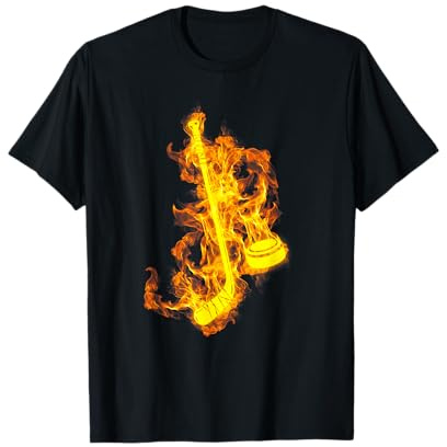 Feu Bâton De Hockey Sur Glace Flamme Joueur De Hockey T-Shirt