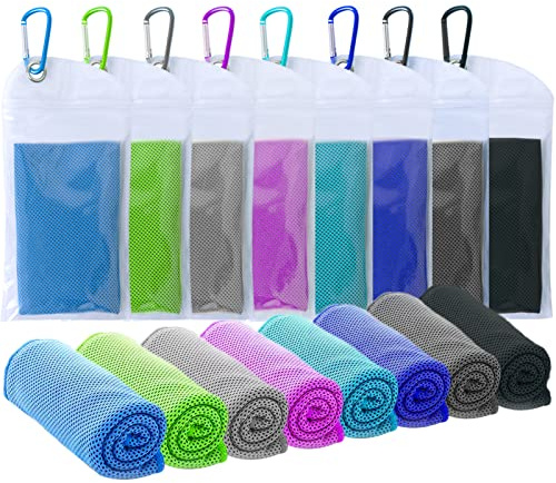SZELAM 8 Packs Cooling Towel (40x12),Ice Towel,Soft Breathable Instant Towel,Microfiber Cool Towel for Yoga,Golf,Sport,Gym,Workout,Camping,Fitness,Outdoor &More Activities (8 packs mix color)