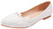 Jamron Damen Elegant Spitze Zehen Blume Spitzenbesatz Brautschuhe Pumps Weiche Sohle Ballerinas Weiß SN070435 EU38.5