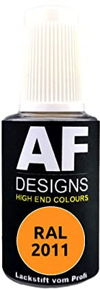 Alex Flittner Designs Pennarello a vernice RAL 2011, colore arancione intenso, lucido, 20 ml, vernice per ritocco acrilico, per riparazione, legno, metallo, mobili da bagno