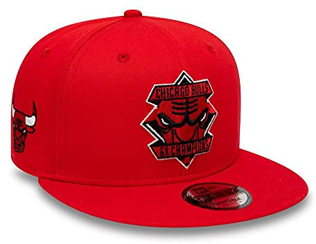 New Era 9Fifty Diamond Patch Bulls KepsEra Damer/Herrar - flat brim hatt basebollkeps NBA cap Snapback, med skärm Vinter Höst Vår Sommar Sommar-Vinter - S/M (54-57 cm) röd