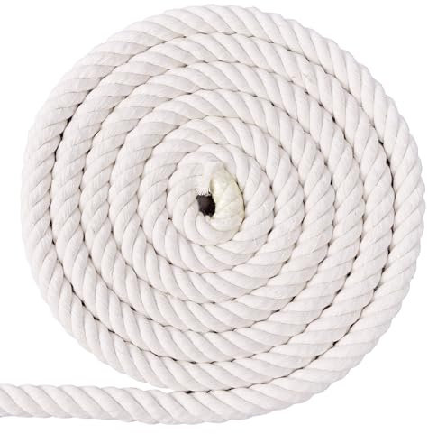 XINSHUNCAN Baumwollseil 20mm 5M,Baumwollkordel Natürliches Dickes 4-Strang Verdrehtes Weiches Baumwollseil für DIY Handwerk,Wandhänger, Pflanzenhänger,Makrame,Gartenarbeit