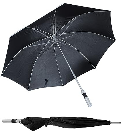 Spetebo Ombrello nero – manico dritto o curvo – Ombrello antivento con punta in metallo – Ombrello pieghevole – Ombrello anti pioggia grande resistente alle tempeste, Nero , gerade / 125 cm