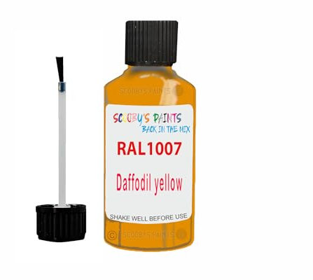 SCOOBYS PAINTS BACK IN THE MIX Anti Rust Direct to Metal Paint Protection prevents Corrosion indoor & Outdoor gloss Finish (30ML Tester Bottle, RAL1007 Daffodil yellow)