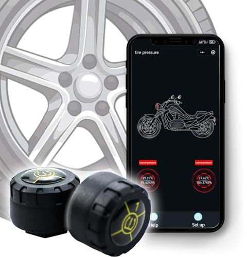 DoHome Tire Pressure Monitoring Wireless TPMS Monitor System with 2 External Sensors, Real-Time Monitoring Pressure and Temperature Display on APP for Motorcycle