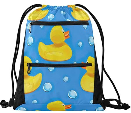 FRODOTGV Niedliche gelbe Gummienten Entenküken Seife Schnur Tasche Kordelzug Rucksack Outdoor Tasche Yoga Turnbeutel mit Netztaschen, Süße gelbe Gummi-Enten-Seife, Einheitsgröße
