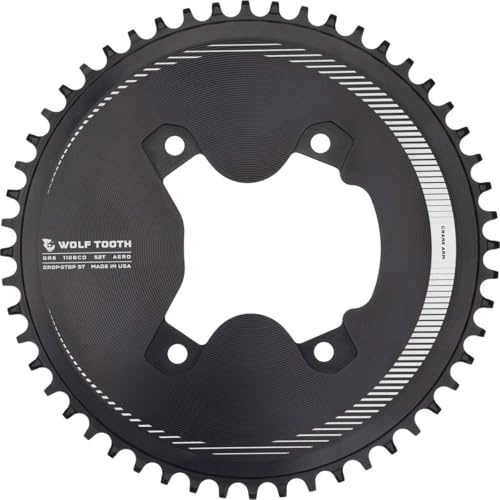 Wolf Tooth 110 BCD Asymmetric 4-Bolt Aero Chainring for GRX Cranks Drop-Stop ST 46T