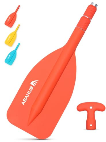 Abahub 1PCS Teleskop Paddel 53-106cm Stechpaddel Notfall Paddel mit T-Griff Leichte Ruder Mini Hilfspaddel Teleskopierbar Aluminiumschaft für Kanufahren Kajkak Schlauchboot, Orange