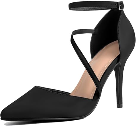 SICARE Women's High Heels Pumps Closed Pointed Toe Cross Strap D'Orsay Pumps Stiletto Heels Wedding Party Dress Shoes for Bridal, Black, Size 11