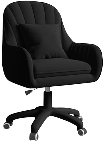 Aivermeil Office Chair Velvet Swivel Chair 150kg Capacity Black | Vanity Chair, Dressing Table Chair, Ergonomic Desk Chair, Velvet Padding, Home Office, Bedroom Chair, 150kg Capacity