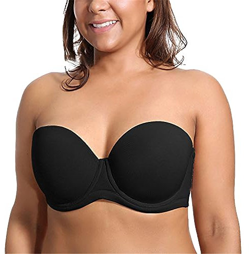 vejtmcc Reggiseno da donna con coppe sottili taglie forti, biancheria intima antiscivolo con spalline staccabili, Nero , K