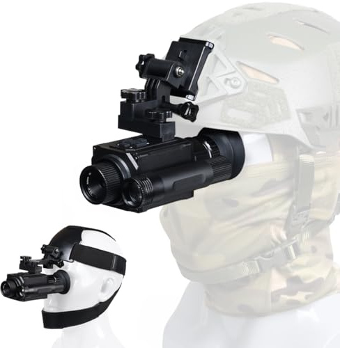 Night Vision Goggles Head or Helmet Mounted Monocular - 1080P HD Photo and Video Recording with 5X Digital Zoom & Adjustable Infrared 940nm IR, Night Vision 300M for Hunting, Camping, Surveillance