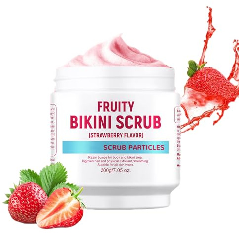 Gommage corporel à la fraise – Exfolie et nourrit en profondeur pour une peau lisse et radieuse, pour cheveux incarnés, cellulite, exfoliant pour les mains et les pieds, exfoliant pour la zone du