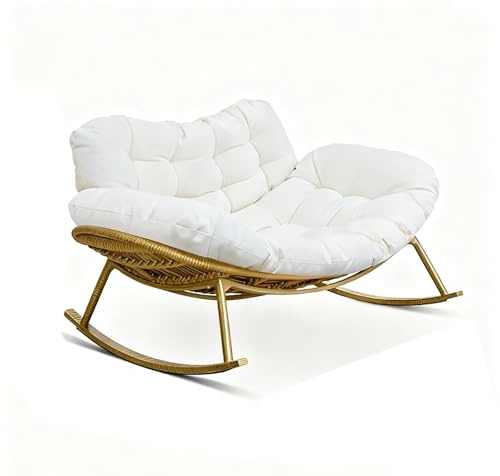 Apkibc Fauteuil à Bascule Deux Places en Osier, Design spacieux, Facile à Nettoyer, adapté au Jardin, capacité de Charge 300 kg(Yellow,152 * 98 * 72)