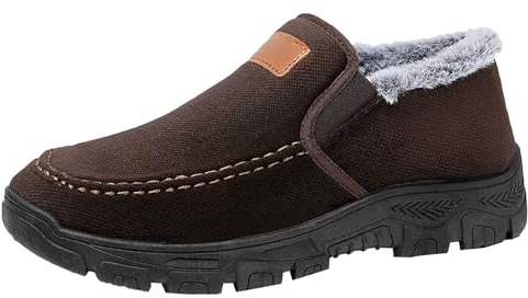 Generisch Winter shoes, men's winter boots, short shaft, snow boots, warm lined snow boots, hiking shoes, non-slip trekking shoes, hiking boots, comfortable slip-on ankle boots, coffee, 7 UK