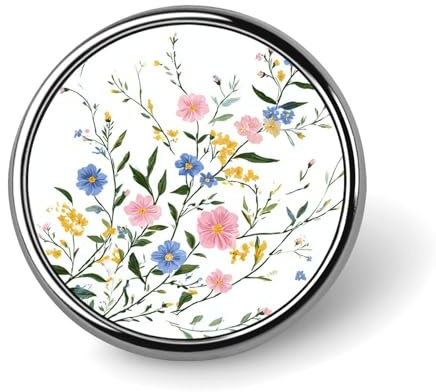 Broche ronde colorée en forme de fleur sauvage et vigne pour homme et femme