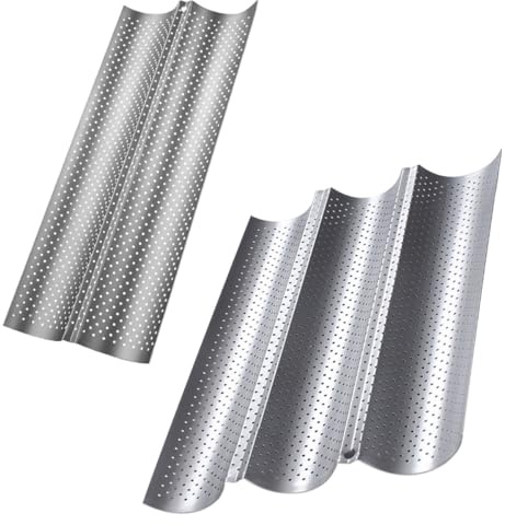 TOGEVAL 2 piezas Molde para Pan Baguette Perforado Antiadherente Bandeja Horno Cocina Profesional para Panadería Hogar Pan Francés