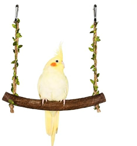 Fyhqwf 4 PièCes BalançOire en Bois pour Perroquet - BalançOire Jouet pour Oiseaux - Oiseau D'Accessoires- Soulage L'AnxiéTé LiéE à La Vie en Cage Et RéDuit Les Comportements Tels Que Le Picage