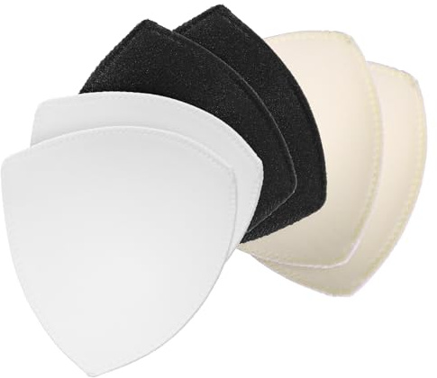 QFGasre Triangle Bra Pad Inserts, 3 Pairs Sponge Bra Inserts Removable Edge-Sewn Breast Enhancers Insert Breathable Lift Up Bras Cups Replacement for Sports Bras Dresses Swimsuits (Black, White, Skin)