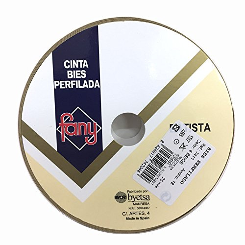 Fany - Nastro obliquo di colore beige da 18 mm di larghezza e 25 metri di lunghezza