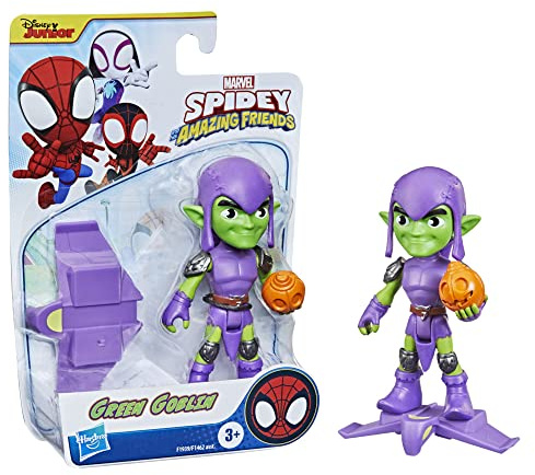 SPIDEY AND HIS AMAZING FRIENDS Marvel Green Goblin Hero Figure, 10-cm-scale Action Figure and Accessory, for Children Aged 3 and Up