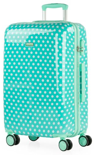 ITACA - Maletas Infantiles Resistentes Y Ligeras con Diseño Colorido para Niños Y Niñas Tipo Mediana Maletas De Viaje Infantiles Rígidas De Fácil Manejo. Candado de Combinación, Topos Menta