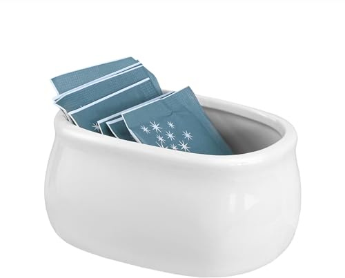 Sizikato Pure White Porcelain Sugar Packet Holder Tea Bag Bowl, 3.7 Inches