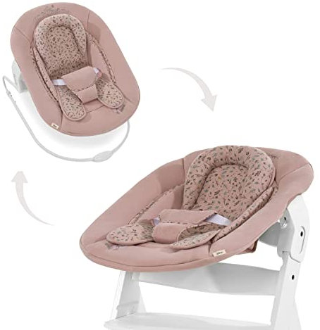 hauck Alpha Bouncer 2in1, Disney Bambi Rose - Baby Seat for Alpha+ Wooden Highchair with Bouncing Frame, 3-Point Hip Harness & Seat Reducer, from Birth up to 9 kg