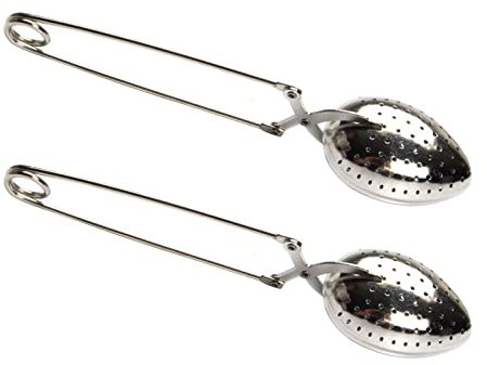 2 Pcs Brewing Spoons Hand Clip Design Tea Strainers Encrypted Filter Holes Tea Filter Tong for Loose Leaf Tea and Mulling Spices