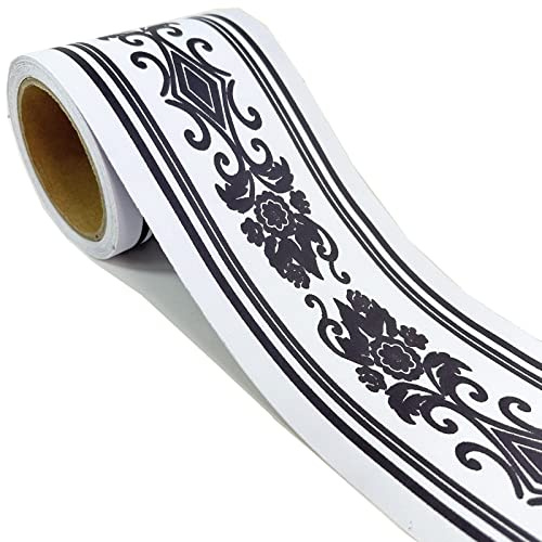 5 Metri Autoadesivo Vintage Nero Motivo Floreale Carta Da Parati Bordo Buccia Bastone Decorativo Soffitto Adesivo Modell