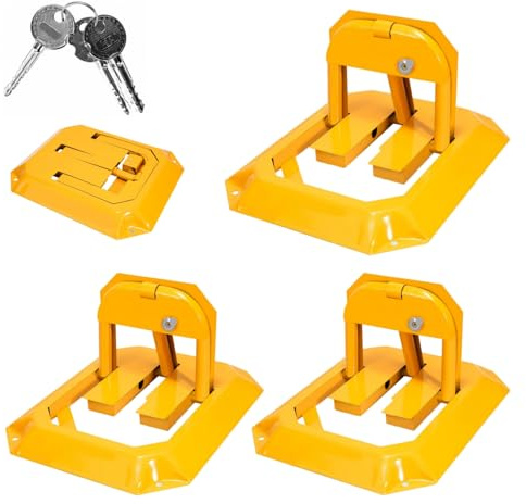 Sonnewelt 3 x parkeringsspärr med 12 expansionsskruvar, parkeringsspärr med 9 nycklar, hopfällbara parkeringsplatsstolpar, universellt parkeringslås, parkeringsskåp, parkeringsskåp för garage uppfart