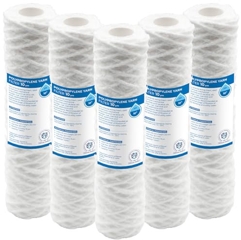 Cartouche filtrante en fil enroulé 10 pouces – Lot de 5, 5 µm pour éliminer les impuretés mécaniques comme sable, boue et rouille, durée max. 6 mois