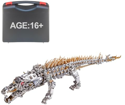 ToyGhillied Puzzle de metal con diseño de animales 3D, rompecabezas de metal de cocodrilo, juego de construcción de metal, 1500 piezas, corte láser 3D, modelo steampunk, coleccionable para adultos con