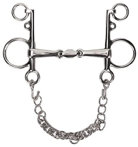flexman Pferde Pelham Gebiss aus Edelstahl, Ketten Pelham Gebiss, Nagfestes Pelham Gebiss mit Gelenkmaul, Um Pferde zu Schnellerem Kauen zu Ermutigen