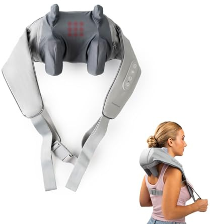 InnovaGoods® Masajeador de cuello y hombros 6D recargable, masajeador cervical con Función Calor, 3 Modos de masaje con movimiento bidireccional, 3 Velocidades, Ideal para cuello, espalda, lumbar