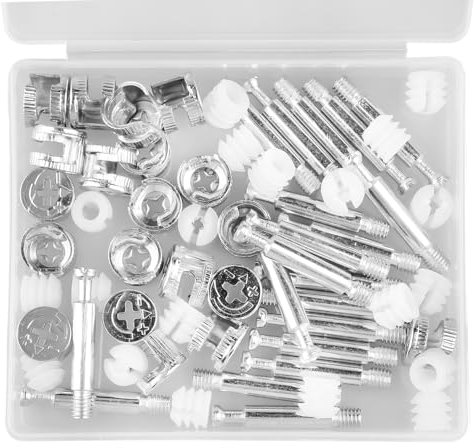 Bojueshaw 20 Sets Furniture Connection Kit,Flat Pack Furniture Connector Fixing Screw,3-in-1 Locking Cam Bolt Nuts for Furniture,Cabinet,Connecting