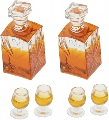 Juego de 6 botellas de vino y whisky en miniatura a escala 1:12, accesorios en miniatura, botella de vino, modelo de bar, decoración conveniente y agradable, accesorios para casa de muñecas