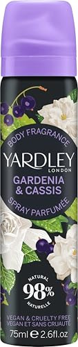 Yardley London Gardenia & Cassis Body Spray för kvinnor med fruktig cassis och krämiga gardenianoter, en delikat blommig doft för fräscha vardagliga stunder - 75ml