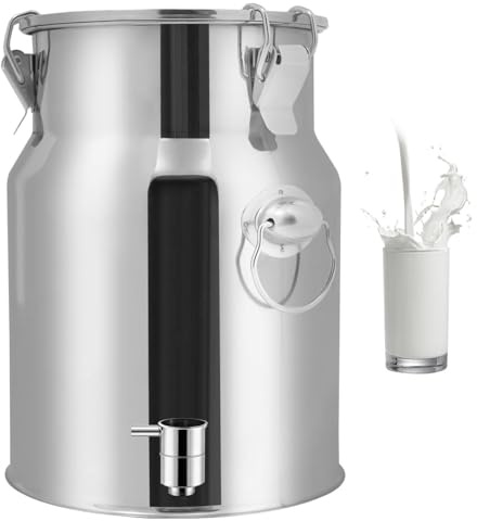 aliooila Stainless Steel Bucket With Spigot 5-88 L 201Milk Transport Can Milk Churn Wine Pail Bottle Tea Barrel Milk,Capacity-5L