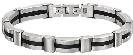 LOTUS STYLE Pulsera Hombre Acero Inoxidable 316L Brazalete de Diseño Sofisticado, Confortable y Resistente al Agua - Pulseras Hombre - Negra 215.00 mm LS1876-2/2 - Regalo de Cumpleaños, Día del Padre