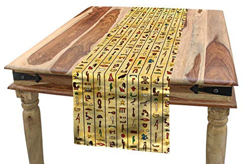 ABAKUHAUS ägyptisch Tischläufer, Bunte Papyrus, Esszimmer Küche Rechteckiger Dekorativer Tischläufer, 40 x 180 cm, Braun Beige