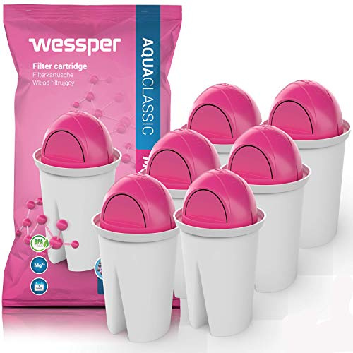 Wessper Classic Vattenfilterpatroner med Magnesium | Ersättning för Aquaphor Standard, Brita Classic, Dafi Classic filterpatron | Minskar Kalk och Klor | Renare Vatten | Förpackning med 6 st