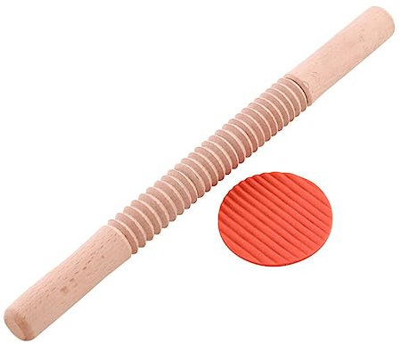 Yardwe Embossed Rolling Pin, Wooden Pasta Cutter Rolling Pin, Tagliatelle Pasta Maker Spaghetti Noodle Stick Cutter