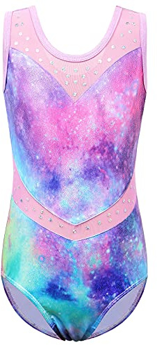 ZNYUNE Niña Maillot de Gimnasia Multicolor Mangas Largas/sin Mangas B278 Galaxy 12A