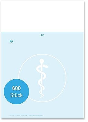 Frank Paperman® | 6x Rezeptblock Privatrezept blanko | 600 Blatt | 6 Blöcke à 100 Blätter | Privatrezepte blau für Ärzte im DIN-A6-Format | Arzt Zubehör