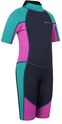 Mountain Warehouse Kids 2.5/2mm Shorty Wetsuit | Childrens Wetsuit with Adjustable Neck Closure, Easy Glide Zip & Comfy Flat Seams Neoprene Design, For Beach, Summer, Surfing