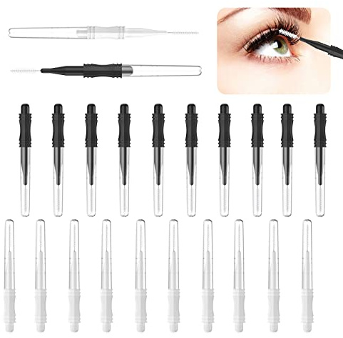 20 x Mikro-Augenbrauenpinsel mit Kappe für Substanz in Wimpernfüller für die Dauerwelle von Augenbrauen und Wimpern Schwarz, Weiß