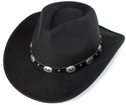 INOGIH Western-Cowboyhut mit Gürtel für Damen – Panamahut aus Wollfilz
